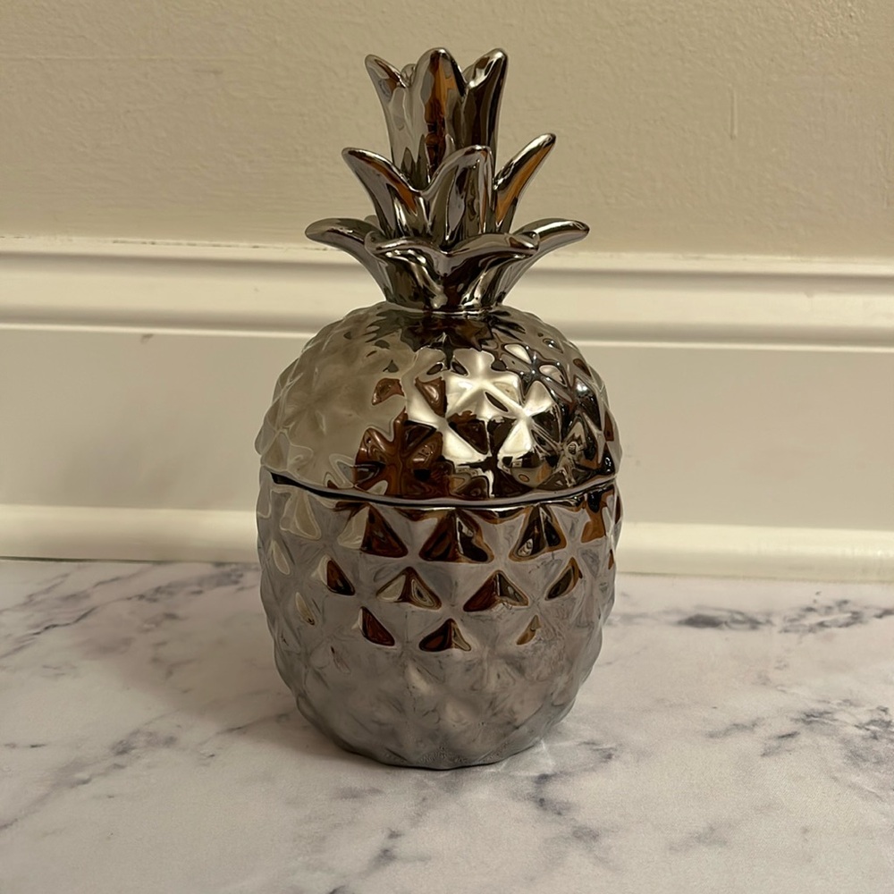 222 Fifth Silver Pineapple Ceramic Canister Decor